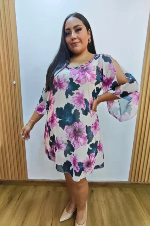 VESTIDO COLA DE PATO CUELLO REDONDO CON CADENA