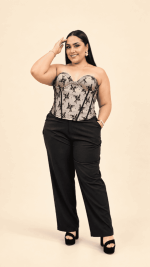 Corset con varilllas y diseño floreado
