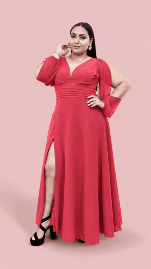 VESTIDO GASA CREPE CORTE A
