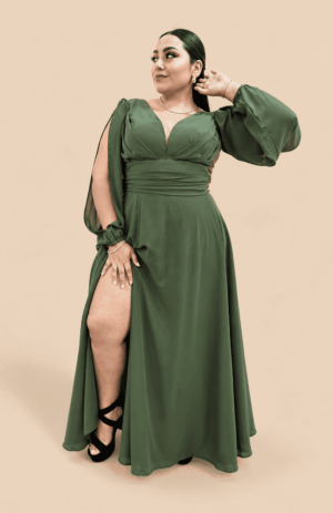 VESTIDO GASA CREPE CORTE A