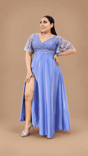 Vestido satín con brillos